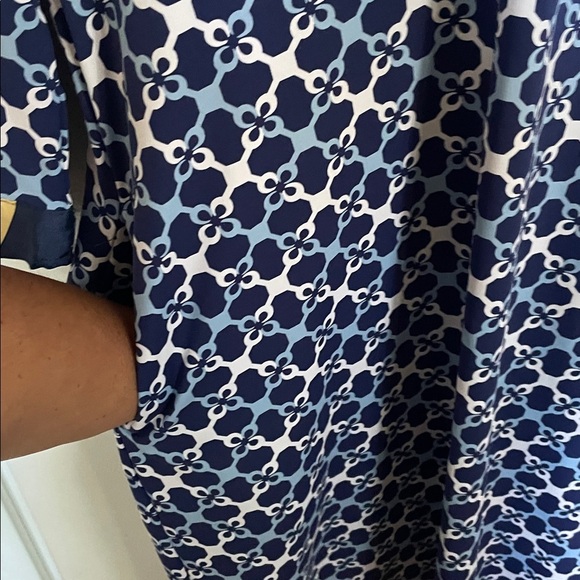 J. McLaughlin Large Elena Dress Navy Blue Essex Geo Catalina Cloth Pockets - Picture 5 of 6